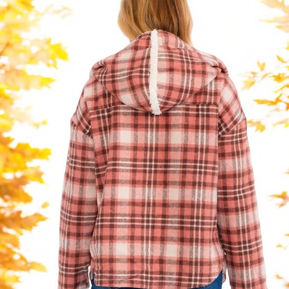 NEW IN Plaid open front faux Sherpa jacket S M L - Picture 5 of 10